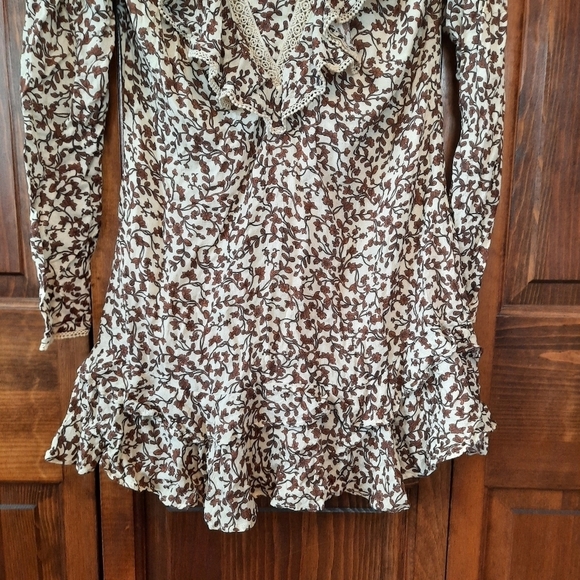 Tularosa Revolve Alicia Mini Dress Priya Camel Floral long sleeve dress size XS - Picture 15 of 16